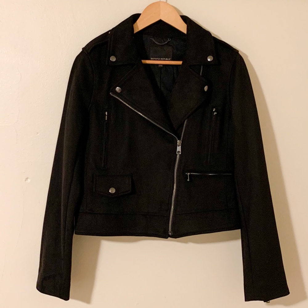 Banana Republic Vegan Suede Moto Jacket Sz M